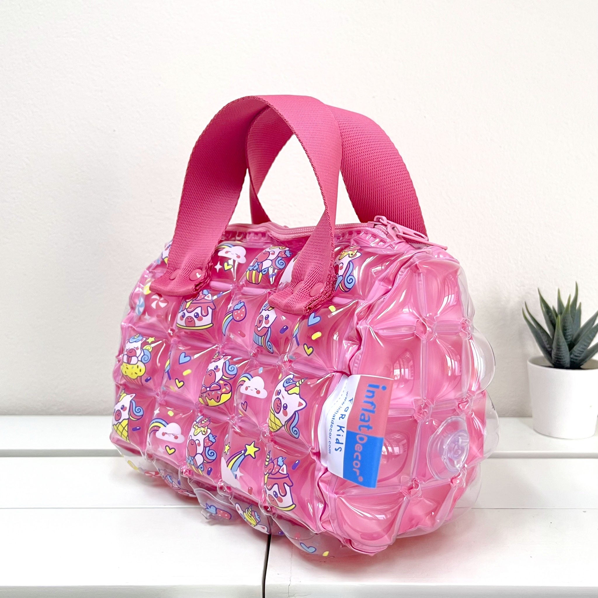 Inflatable Roll Style Hand Bag - Cupcake Unicorn - Image 2