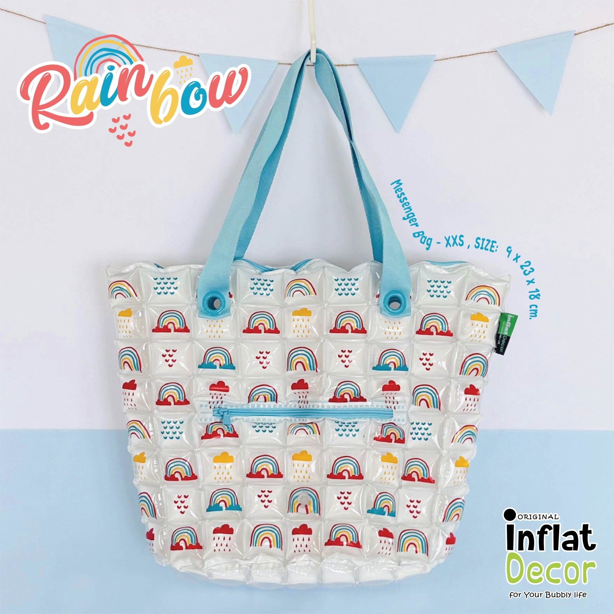 Inflatable Shopping Tote Bag & Beach Bag with Zipper (Large) - Rainbow - Image 2